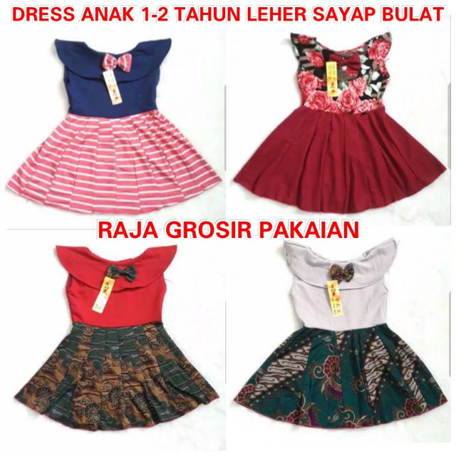 Dress Anak Leher Sayap Bulat Usia 6Bln-6Thn