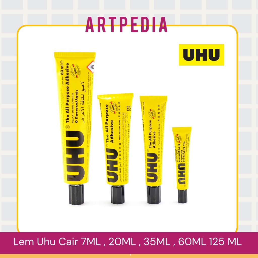 

Lem Uhu Cair 7ML , 20ML , 35ML , 60ML 125 ML / Lem Uhu Cair / Perekat serbaguna