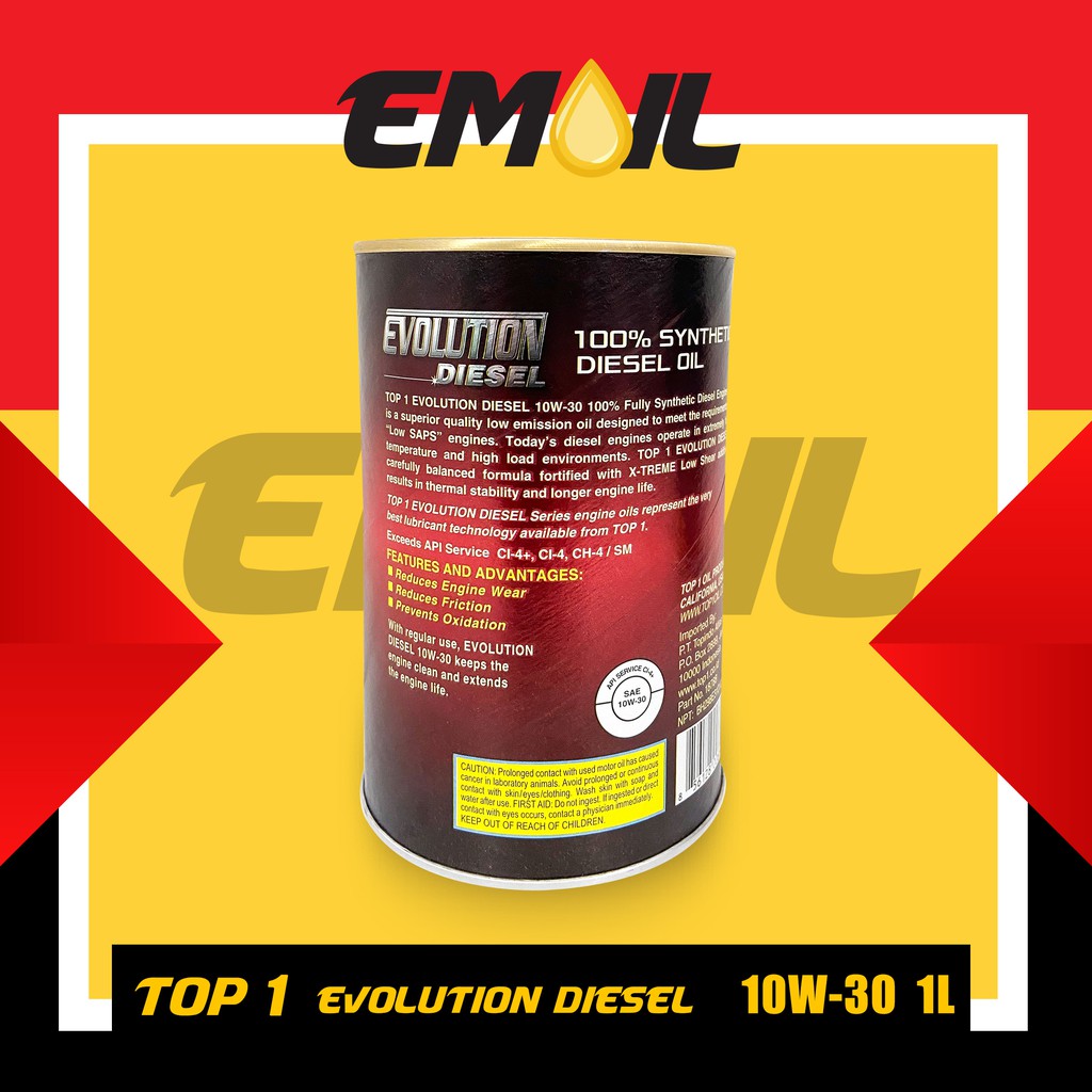 Oli top 1 evolution DIESEL 10w 30  extreme API CI 4+ isi 1 liter