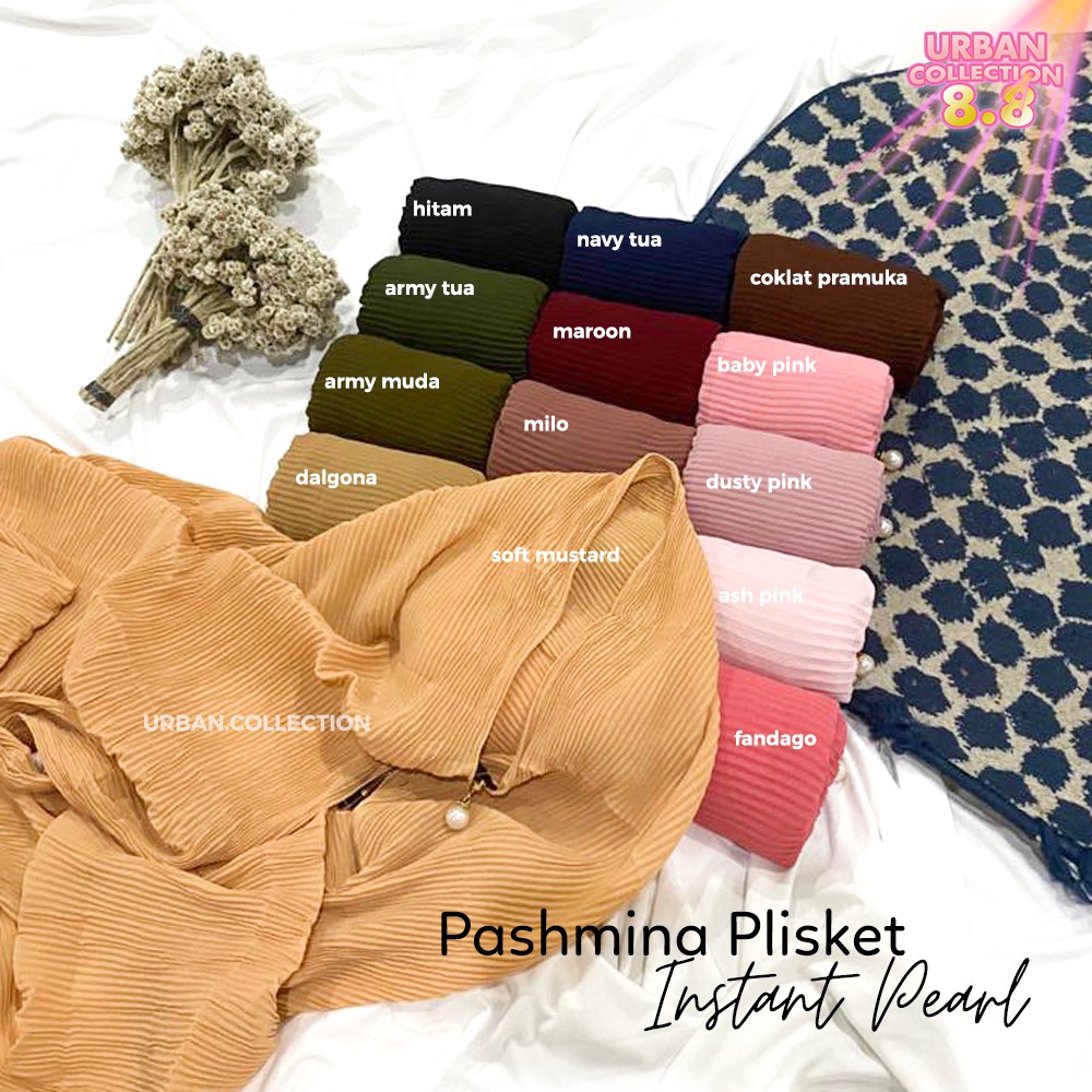 PASHMINA PLISKET INSTANT PEARL / PASHMINA PLISKET RESLETING / PASHMINA PLISKET INSTANT