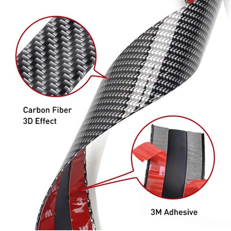 SillPlate Carbon 3D 7cm Lip Fiber Rubber Soft Bumper Strip Anti Licin