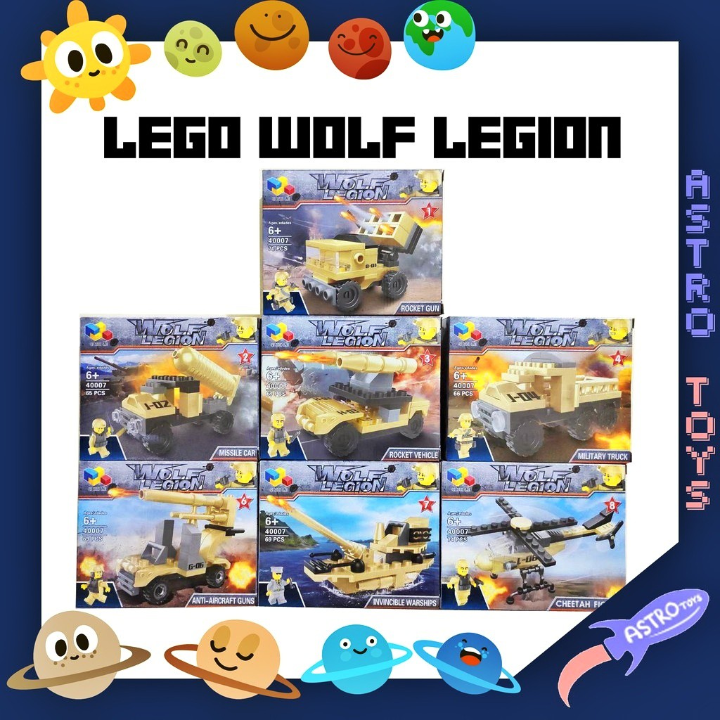 Mainan Lego Kendaraan Perang Wolf Legion Darat Roket Tank Bomber