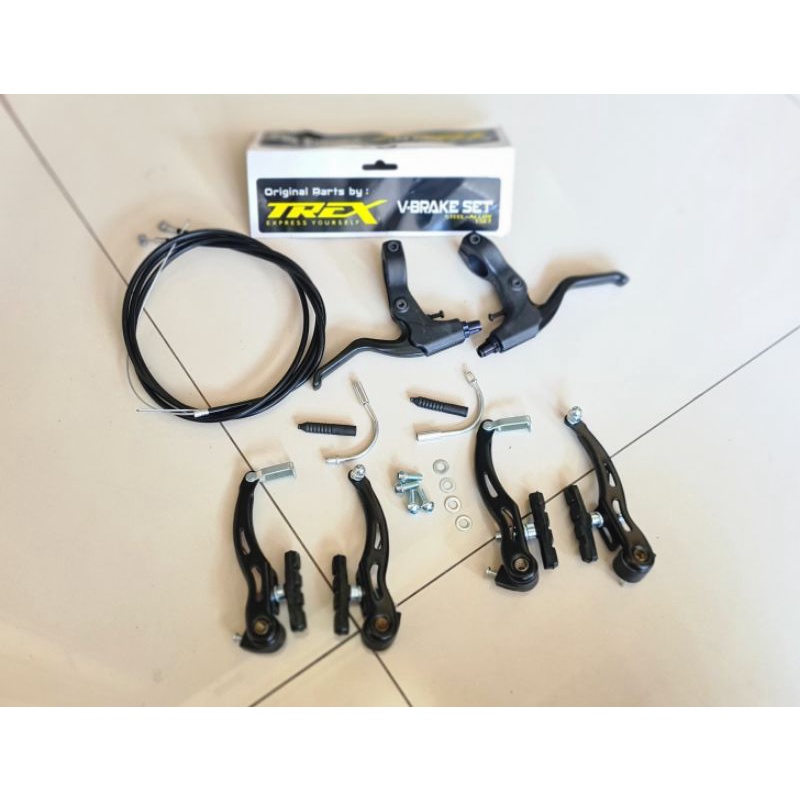 REM SEPEDA TREX V BRAKE SET FULL ALLOY SEPASANG KOMPLIT VBRAKE DEPAN BELAKANG ALUMUNIUM ALLUMUNIUM BISA MTB FEDERAL SELI LIPAT MINI MINION GUNUNG DLL STEEL BESI