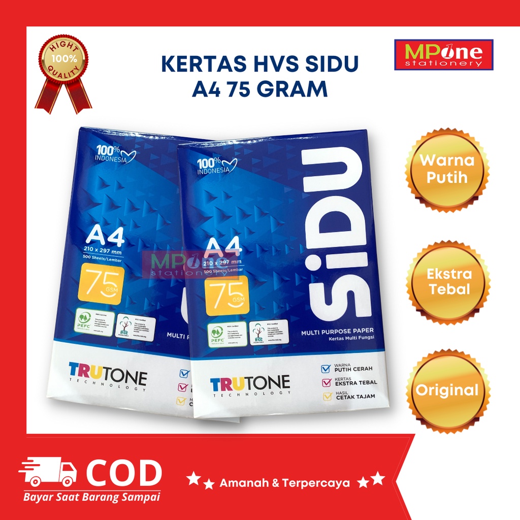 

Kertas HVS SIDU Ukuran A4 75 GSM HVS SIDU ISI 500 LEMBAR