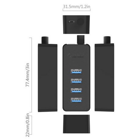 USB Hub 4 Port W5P-U3 Orico USB3.0 Kabel 1meter