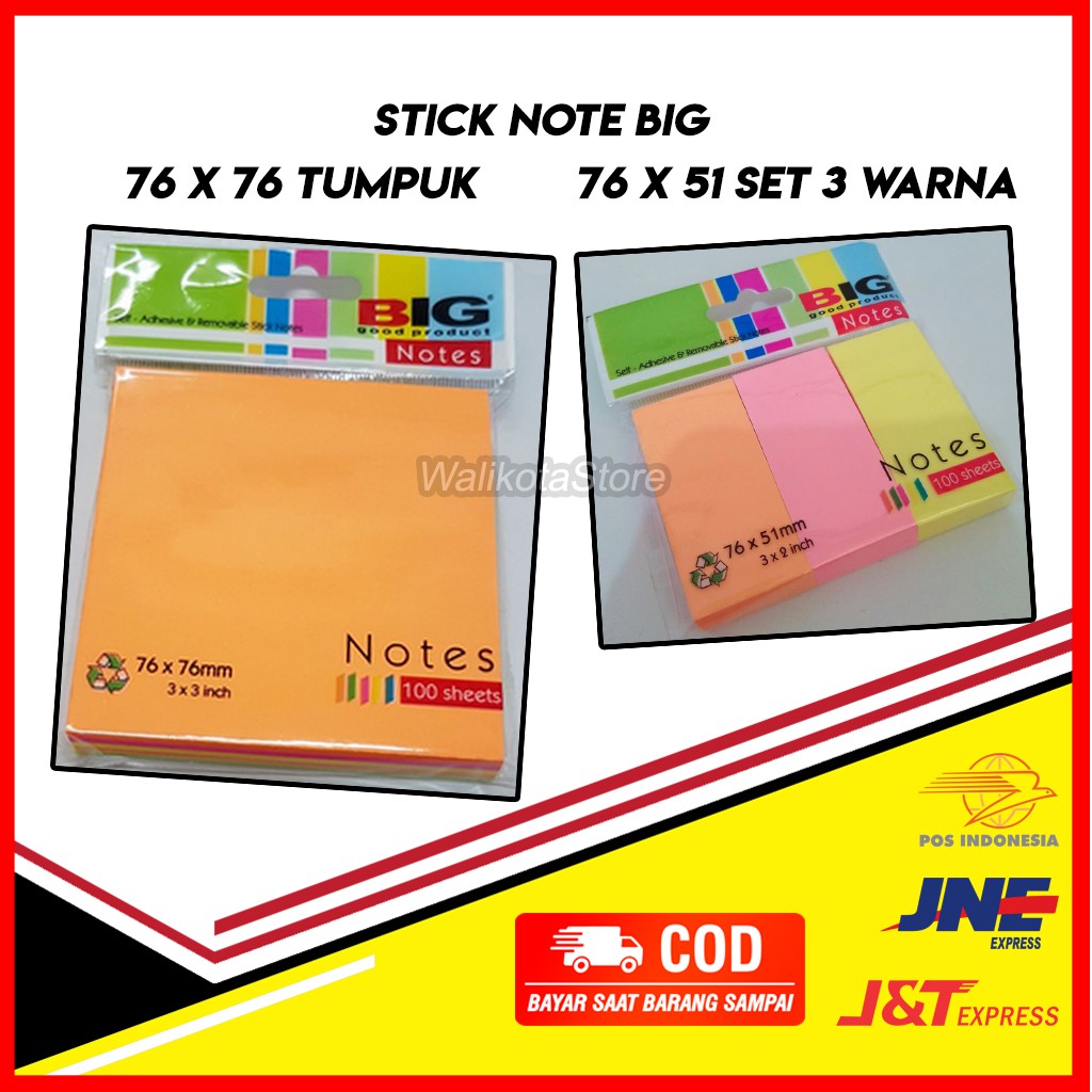 

Sticky Note Catatan Tempel Serbaguna Ukuran 76mm x 76mm dan 76mm x 51cm