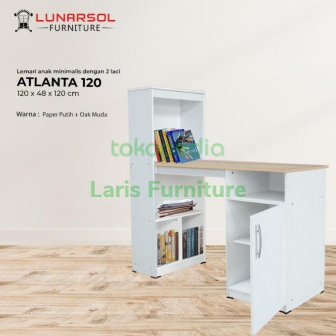 (Free Rakit) Meja Kerja Atlanta Lunarsol Meja Belajar Rak Buku Showfight