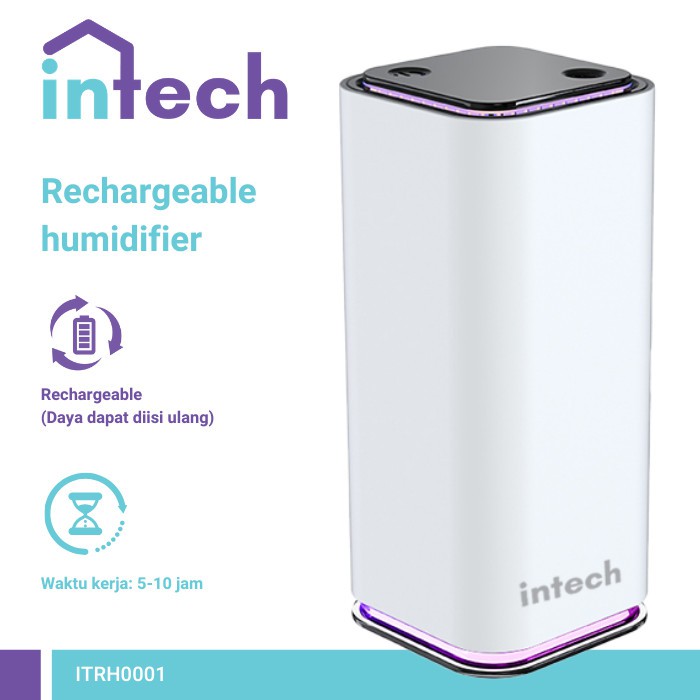 Intech Rechargeable Humidifier Pelembab Udara Pewangi Putih Original