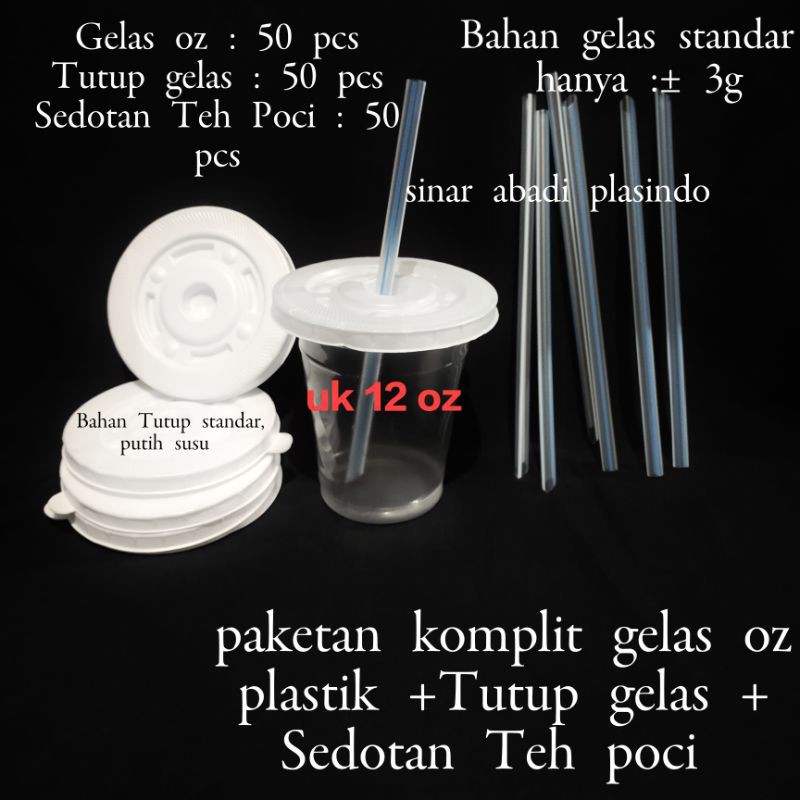 Gelas Plastik uk 16oz - 14 oz - 12oz, Gelas jus ,komplit ,sama tutup putih susu,sedotan teh poci