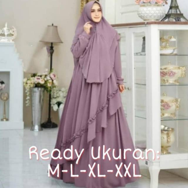 GAMIS MUSLIM - SYARI GAMIS SYARI PLUS KHIMAR CERUTY - UKURAN M  L XL  XXL GAMIS BUSUI POLOS DRESS GA