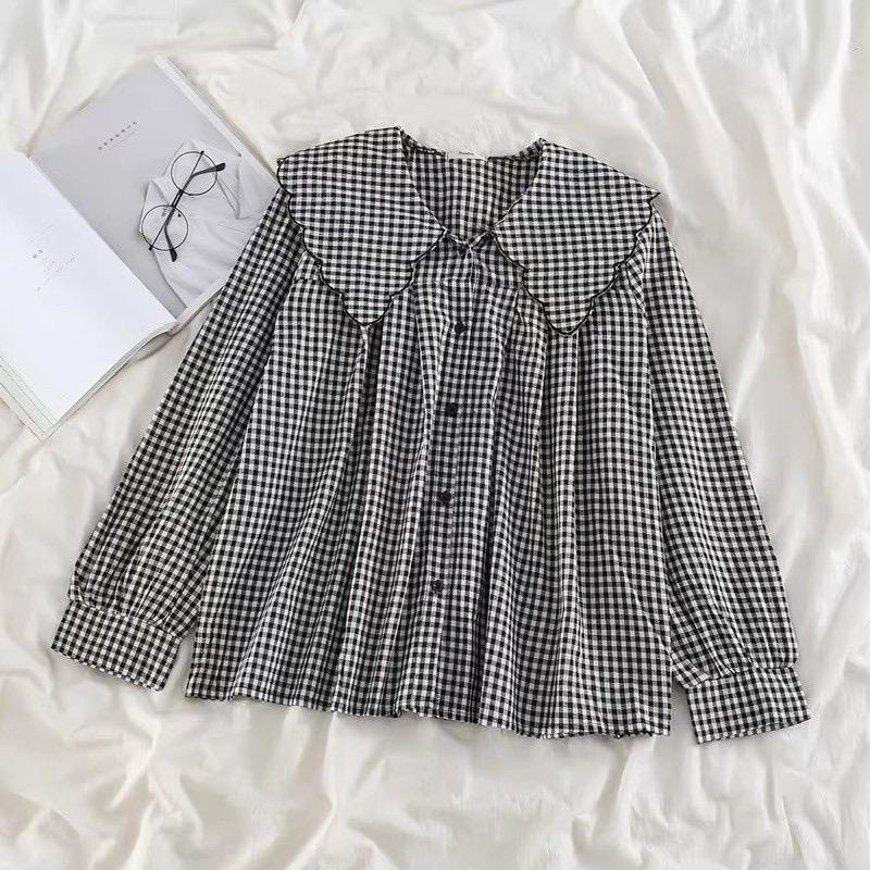 Blouse Katun Butterfly Top Blus Korean Style Pakaian Atasan Wanita Square Kotak Bordir Hitam Baju Ce