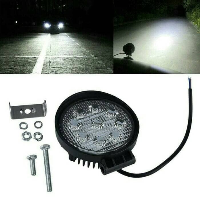 Lampu Sorot WORKLIGHT LED BULAT 27W Lampu Tembak 9 MATA Motor Mobil