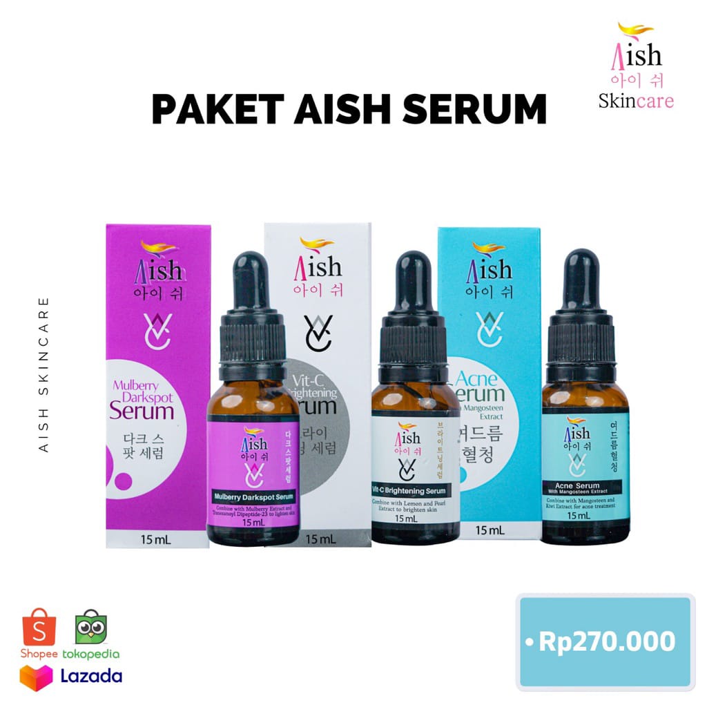 Serum Aish Skincare Acne/Darkspot/Brightening Original Bpom (Bisa Mix All Varian) | 100% Original Aish Serum Korea