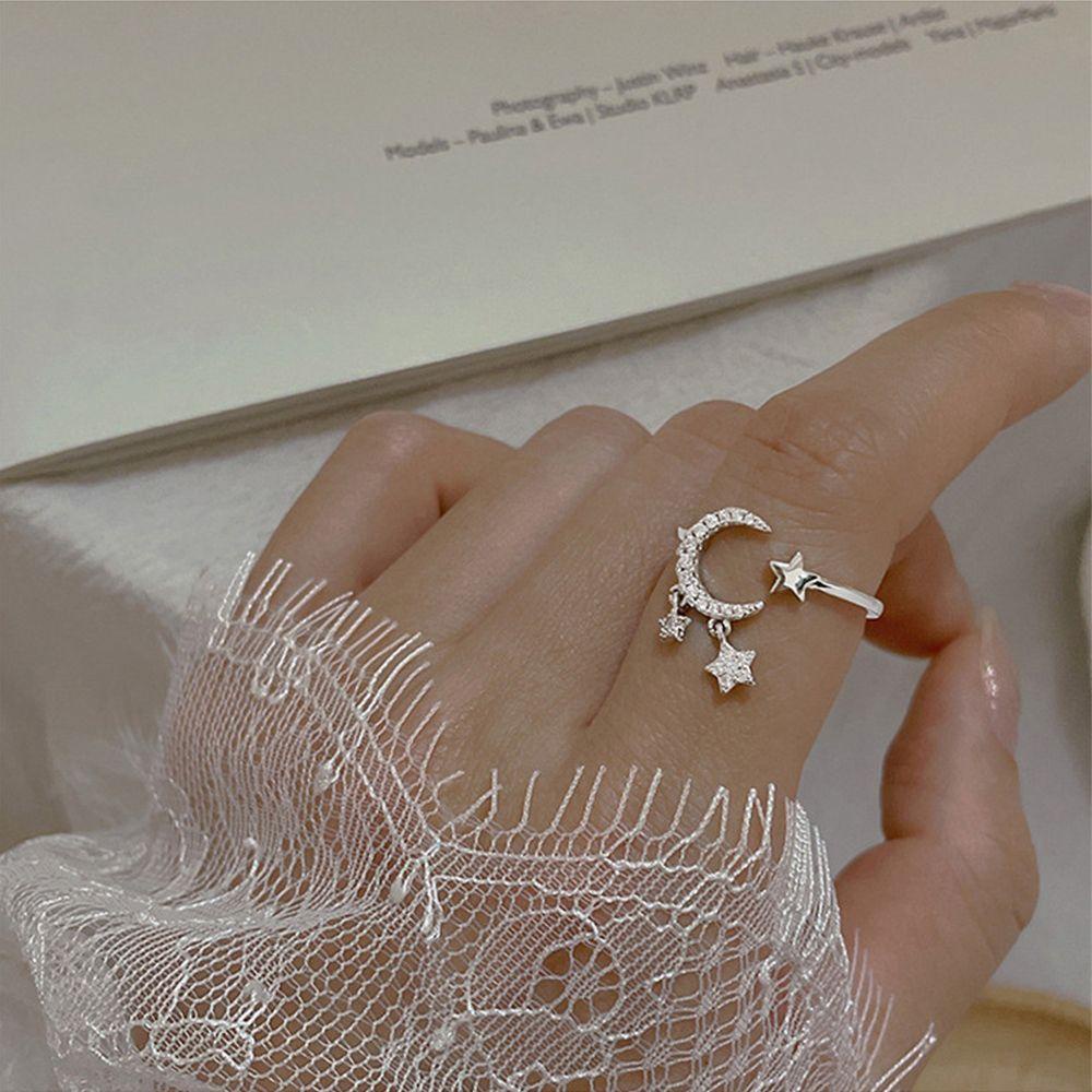 Mxbeauty Wanita Cincin Tidak Teratur Menawan Terbuka Rings Bulan Geometris Gadis Hadiah Fashion Perhiasan