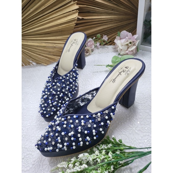 sepatu yasmika navy tinggi 9cm tahu