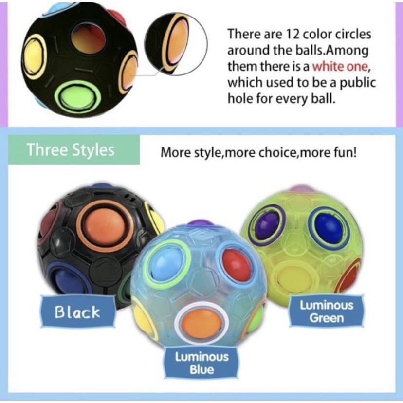 Magic Rainbow Fidget Puzzle Ball Stress Cube Rubix Tiktok Pop It 2021 Fidget Toys Pop It Squishy Bola Ball Mainan Anak Viral