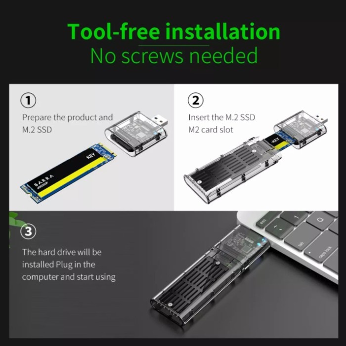 Enclosure M.2 sata usb 3.0 ssd casing external storange transparan