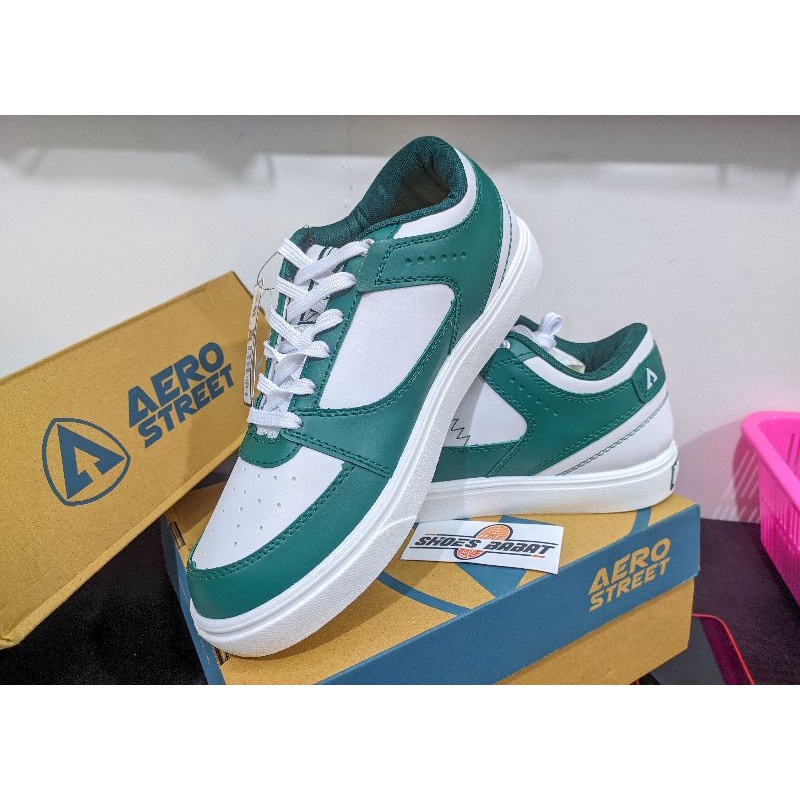 Aerostreet Hoops Putih Hijau Tua- Sepatu Sneakers
