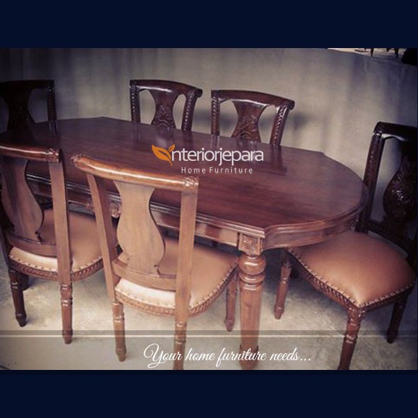 Set Meja Makan Kayu Jati Salina 6 Kursi_Set Kursi Makan Kayu Jati