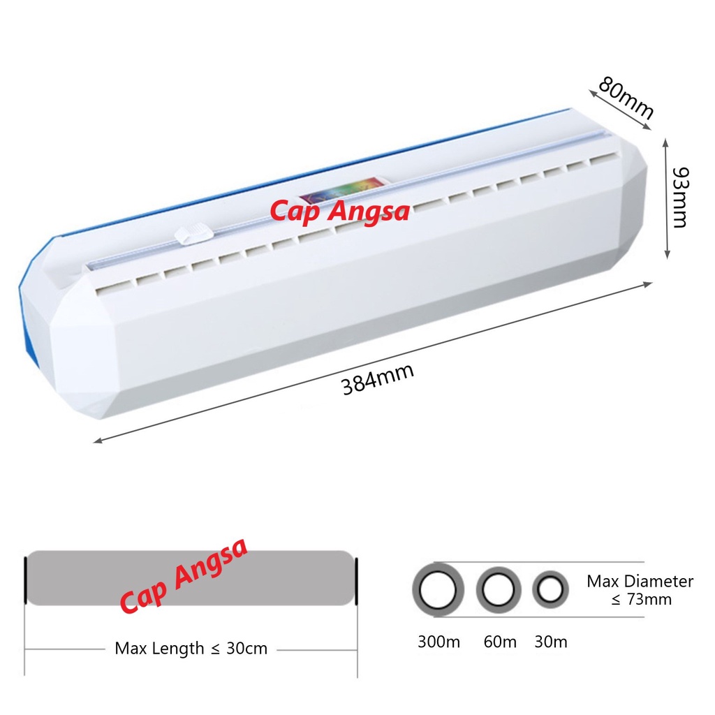 CLING FILM DISPENSER MEDIUM JUMBO 30cm 300m PEMOTONG PLASTIK WRAPING SLIDE CUTTER SLIDING CUTER PLASTIC