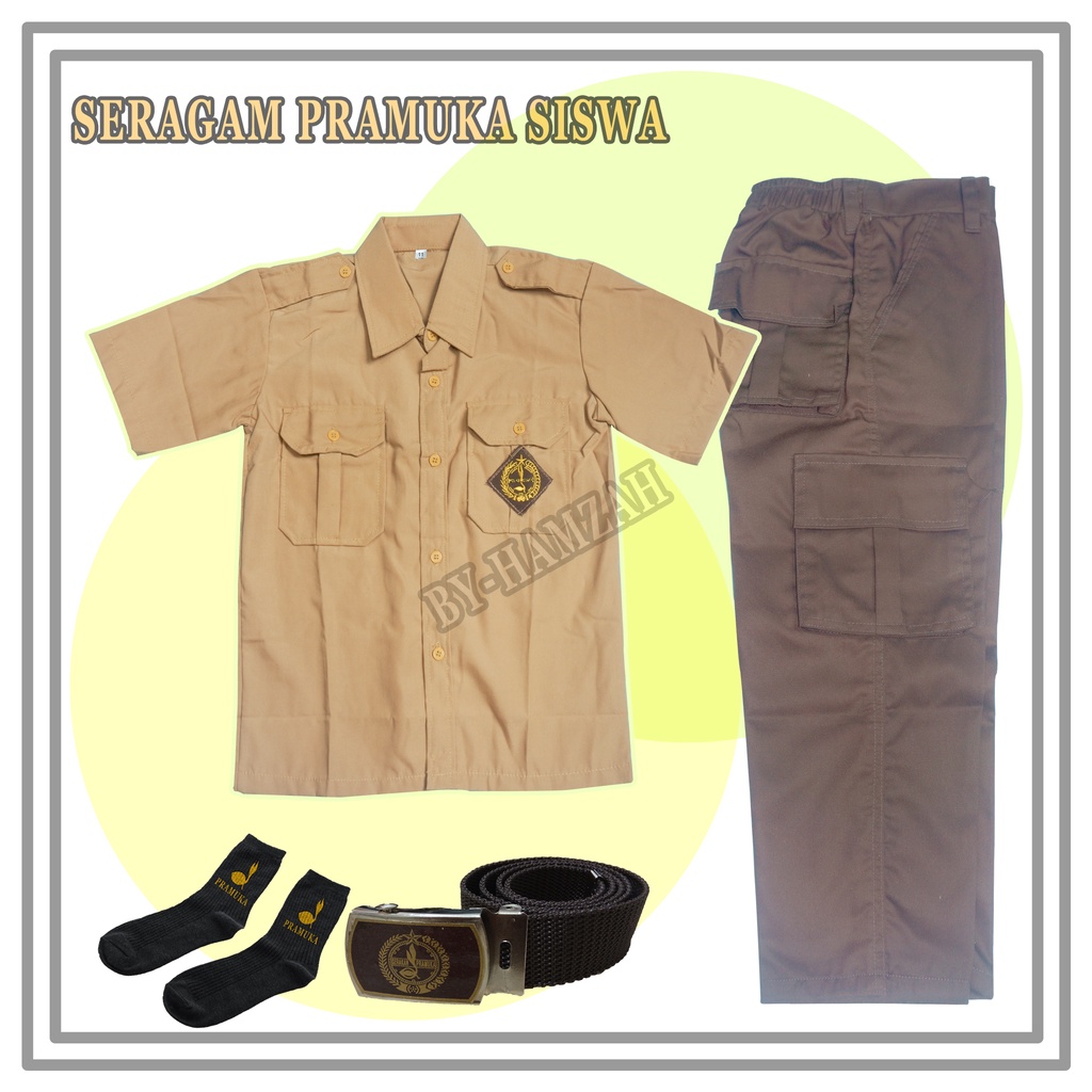 Seragam Pramuka SMP SMA Laki Laki Celana PDL Kantong Gomblok Cargo