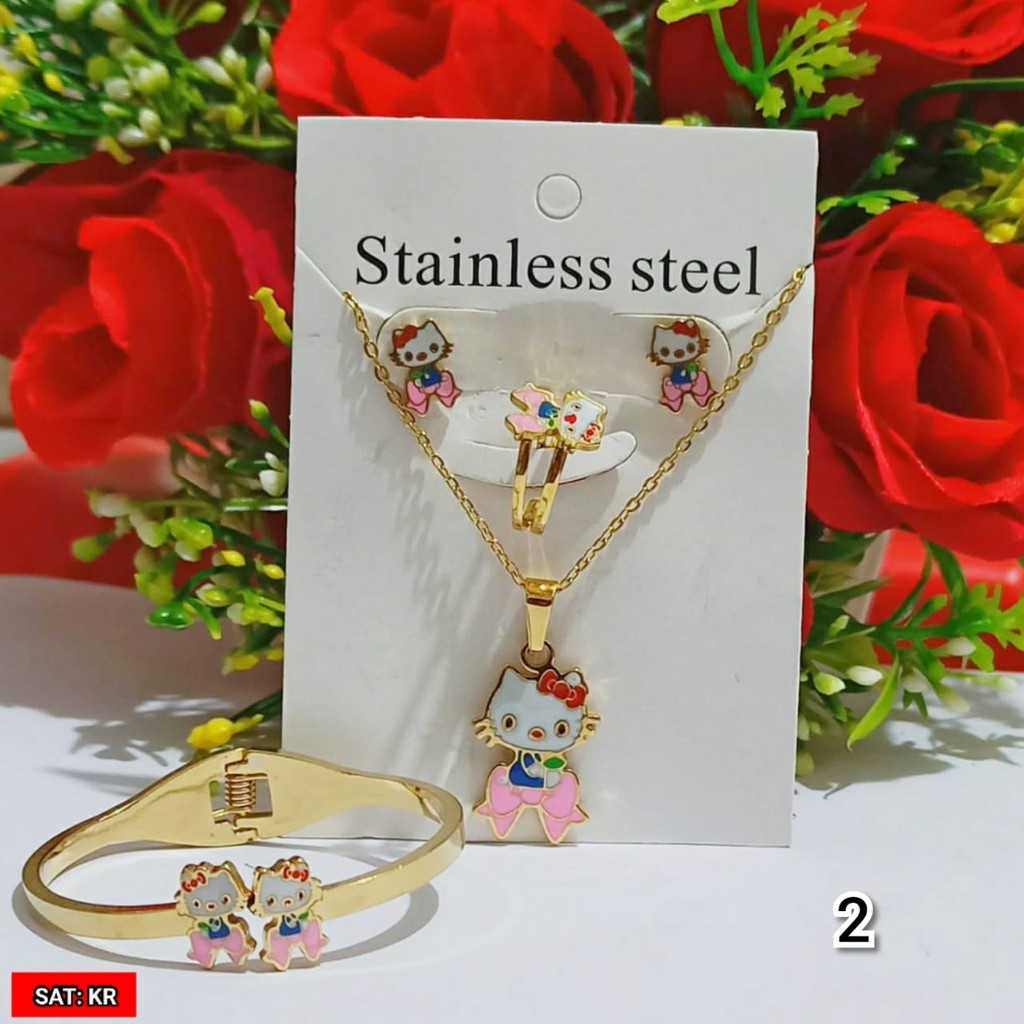 Set Anak Hello Kitty Titanium Steinless Stell (COD)