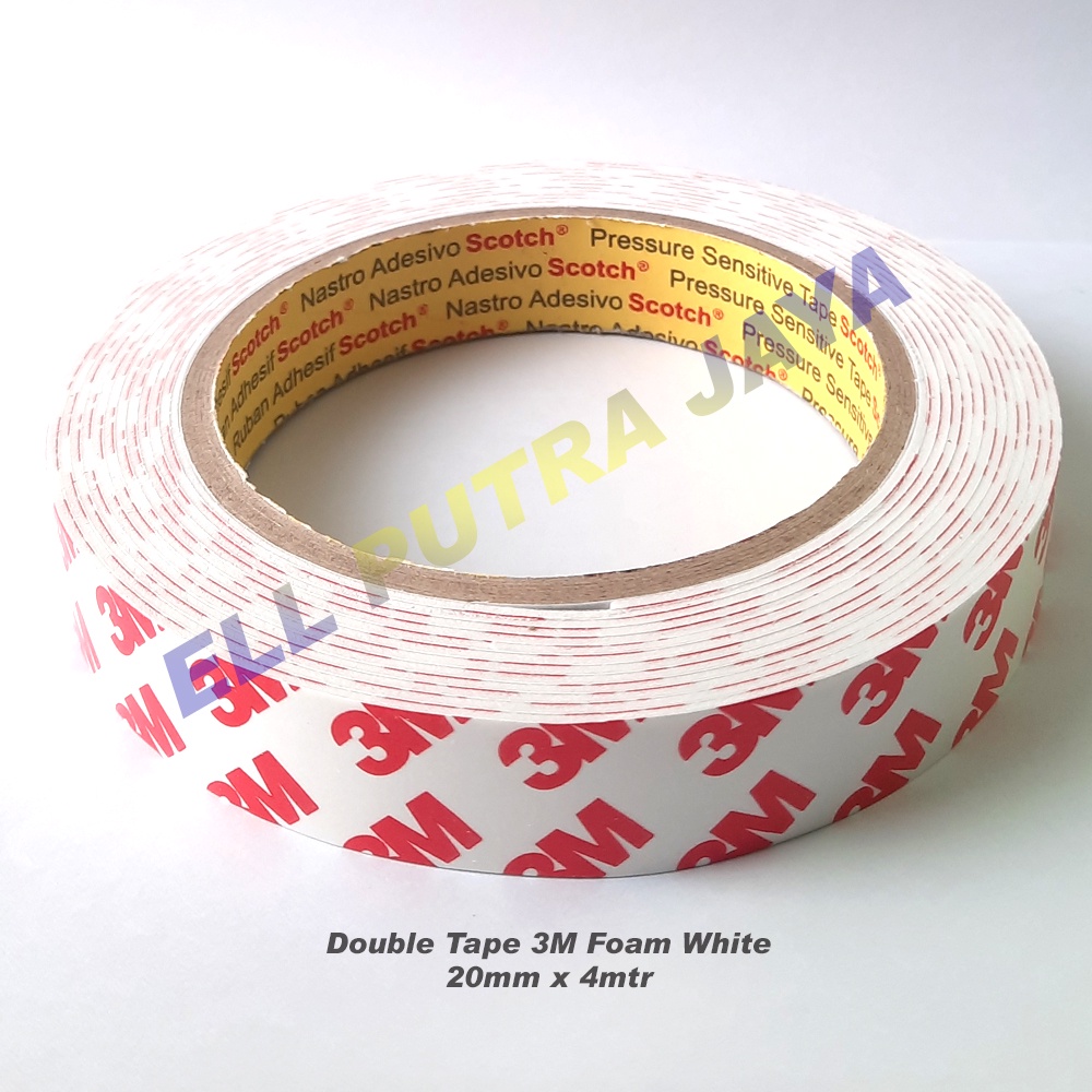 Double Tape 3M foam Putih 20mm x 4mtr