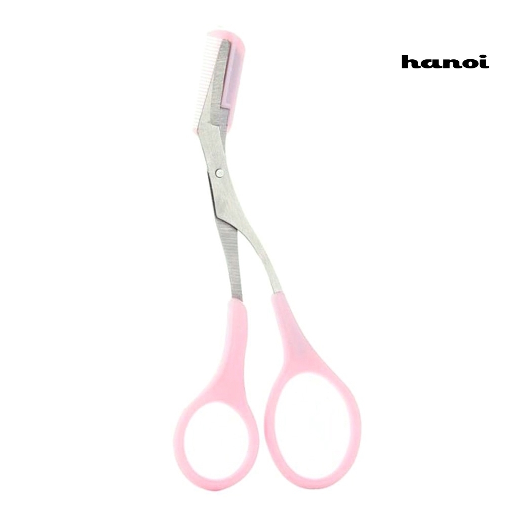 HQTM_Stainless Steel Eyebrow Trimmer Scissor with Comb Facial Hair Removal Shaver