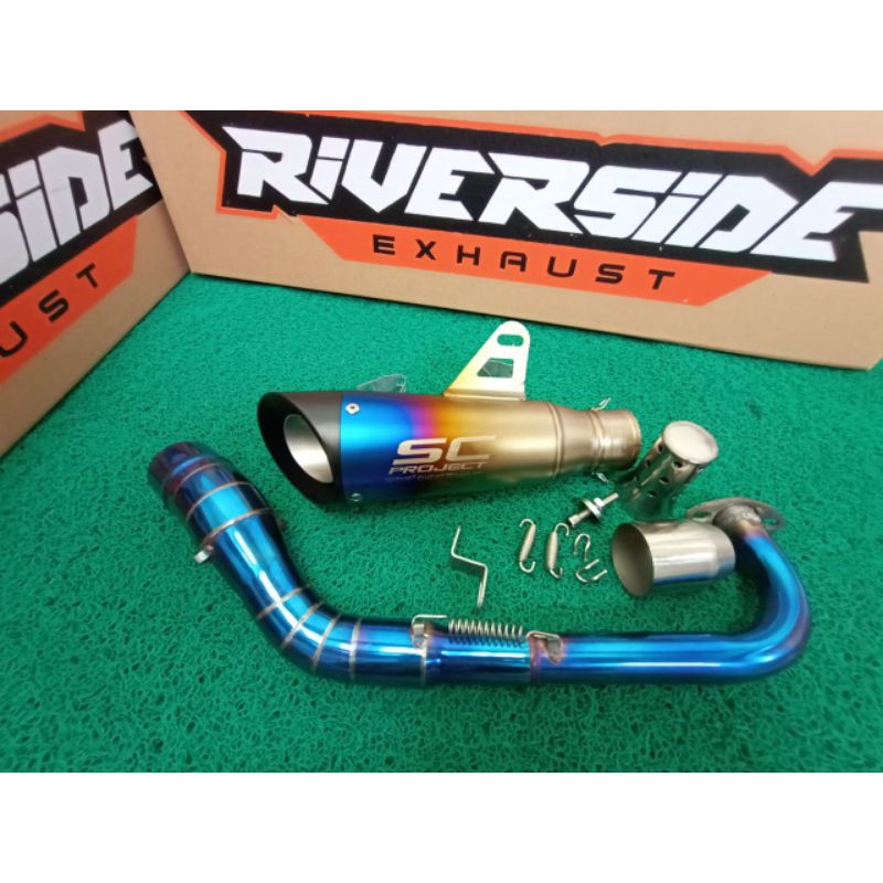 KNALPOT SC PROJECT S1 BLUE IMPORT TAIWAN FULLSET N-MAX NEW NMAX OLD AEROX NEW AEROX OLD PCX155 PCX 1