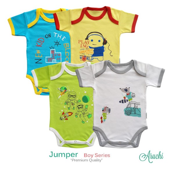 1pcs PREMIUM QUALITY Romper BODYSUIT Aruchi Boy Series 3-12bulan CBKS