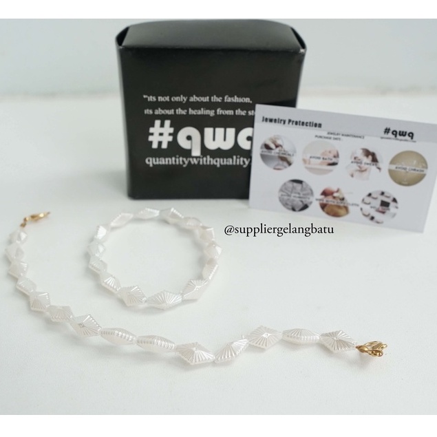 1 set STRAP MASK dan GELANG Mutiara Sintetis OVAL SEGI 4 ULIR pearl