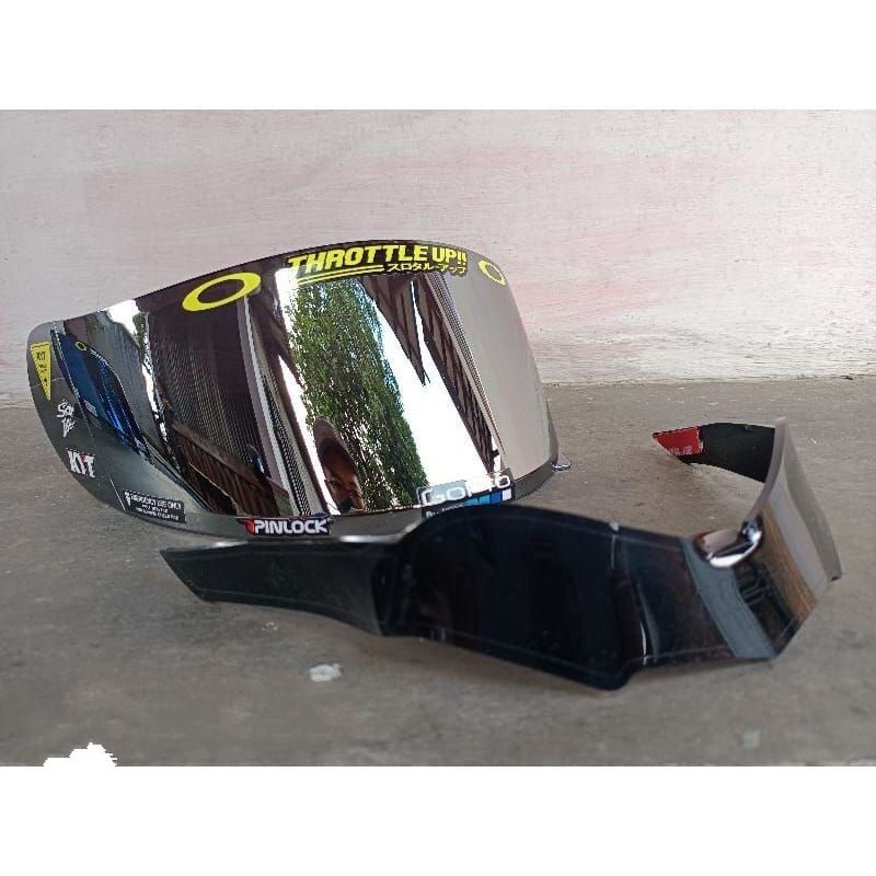 Paket Flat Visor Iridium kyt Rc7  + Spoiler KYT Rc7 R10 K2R K2rider /gratis stiker