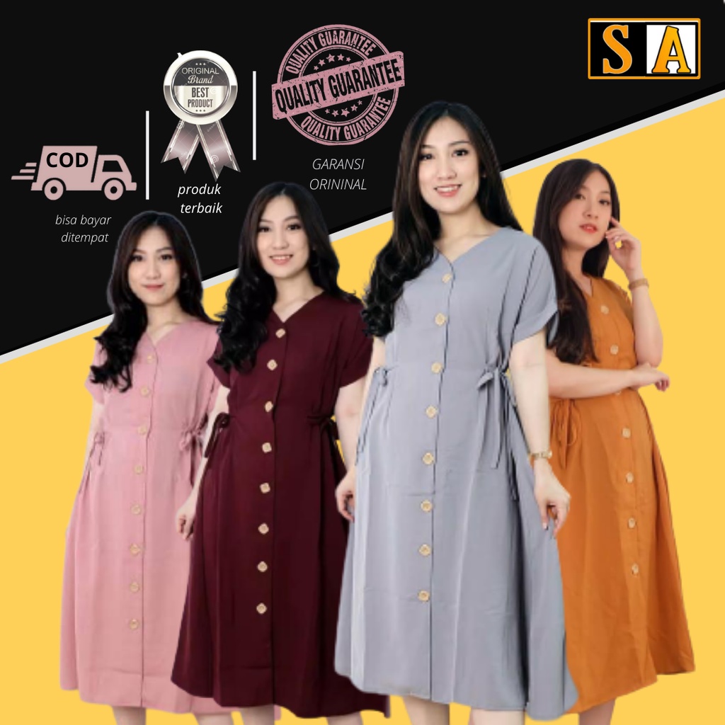 baju dress wanita Korea dress busui casual pesta baju terusan wanita moscrepe