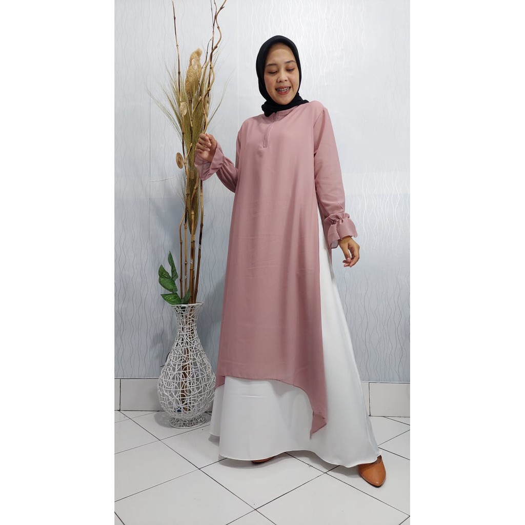 Dress haliza bahan syakila mix ceruty babydoll model stelan hits terbaru masa kini