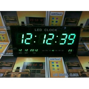 JAM Digital LED Meja/Dinding XY-4622 Angka Mnyala Wrna Hijau Uk Besar.