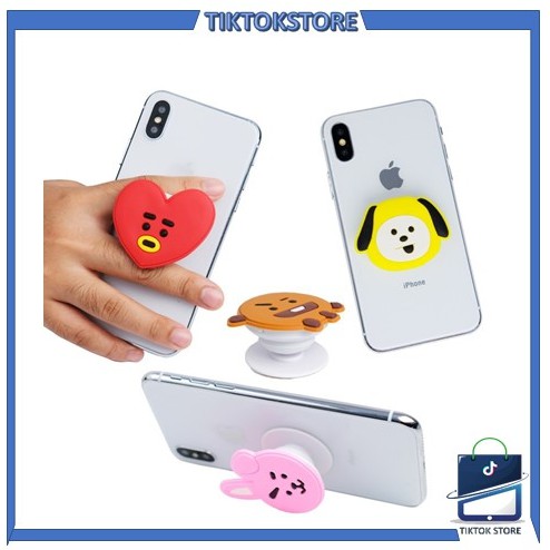 TIKTOK - D6007 Aksesoris Grip HP / Aksesoris Handphone / Socket HP 3D / Pop Socket Karakter BT21 / Pop Socket