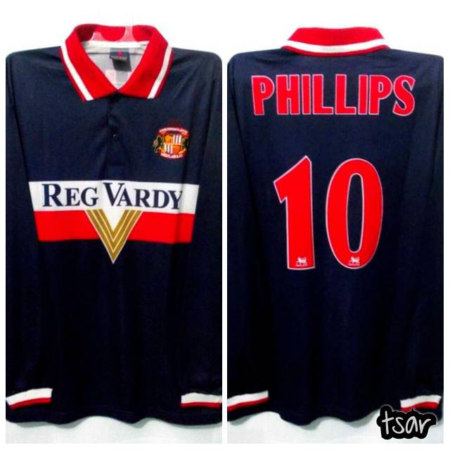 Jersey Sunderland Away 1999-2000 No.10 PHILLIPS Long Sleeve MULTISPORT Lokal Classic Vintage Medioke