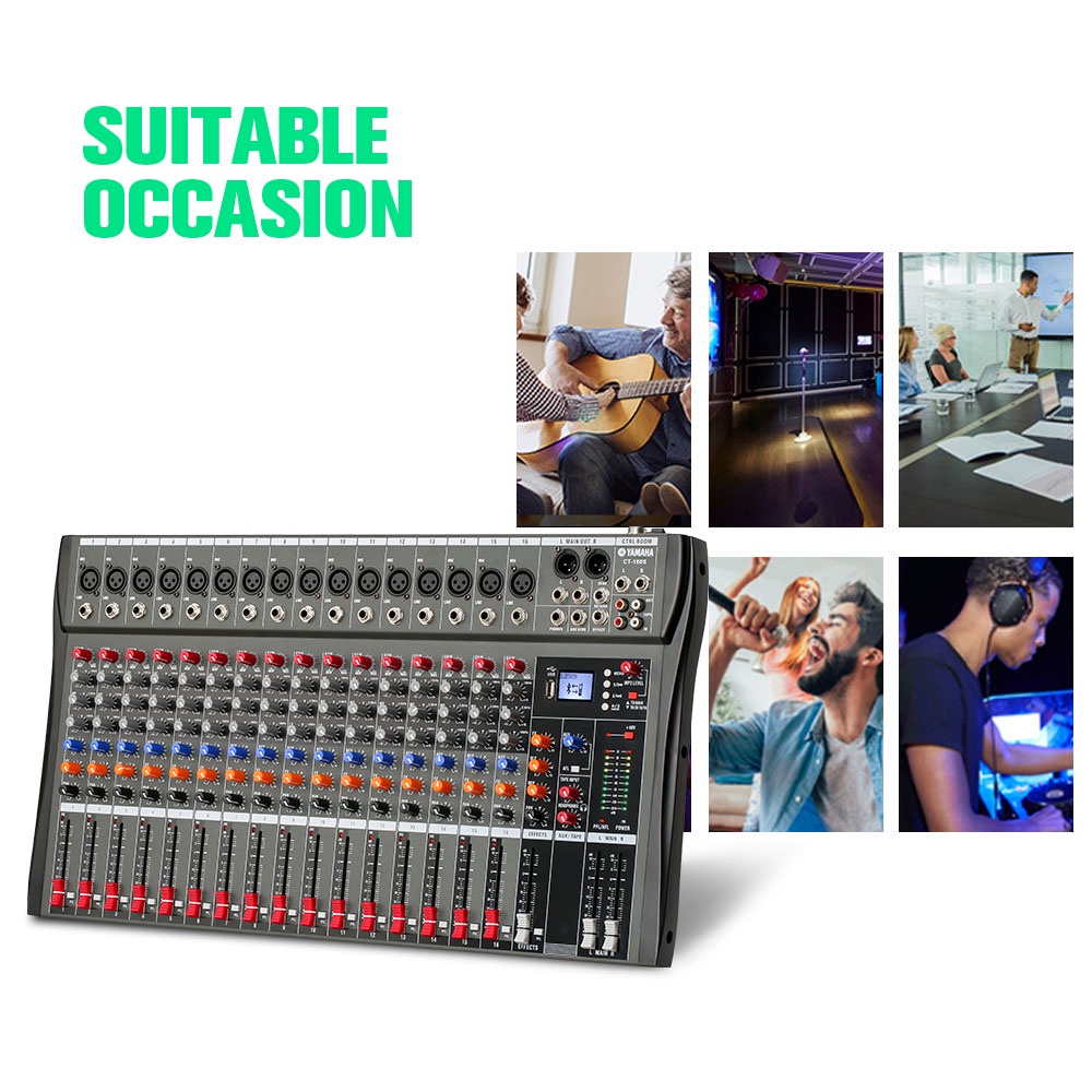 Mixer Audio Profesional  CT160S 16-channel built-in EQ/mode perekaman Pengalih bahasa Efek reverb Pemutaran Bluetooth/MP3/USB/PC Peralatan Audio Profesional