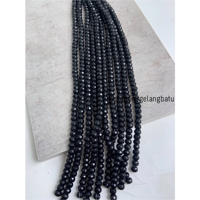 batu rondelle BLACK ONYX 5 x 8mm spacer pembatas tasbih CUTTING hitam