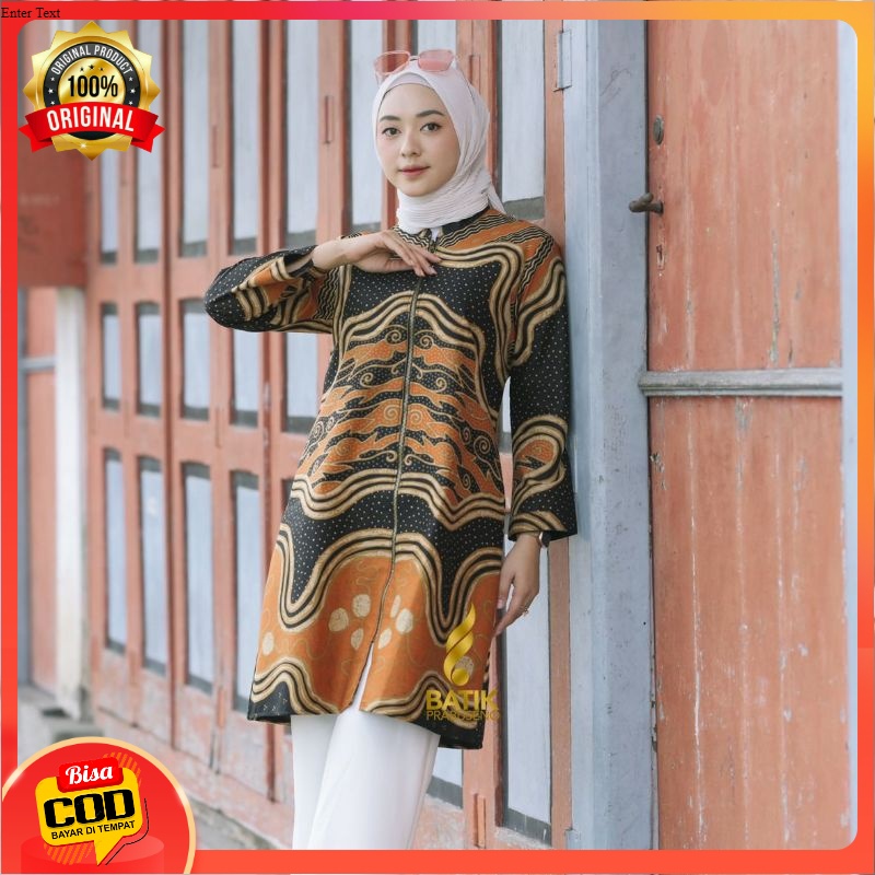 TUNIK MOTIF TIRTA ATASAN BATIK WANITA LENGAN PANJANG KATUN PRINTING BATIK PRABUSENO ORIGINAL BATIK K