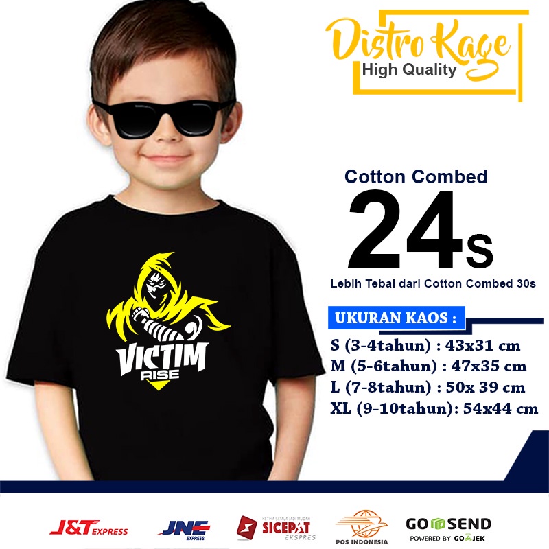 Baju Kaos Anak Laki Laki Victim Rise Esport Team Unisex Cotton Combed 30s Distro Kage
