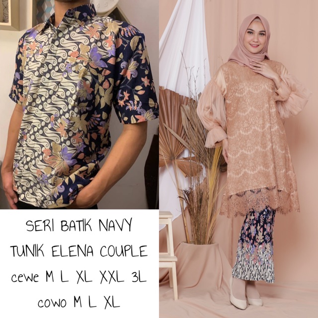 TUNIK ELENA SERI NAVY COUPLE / KEBAYA COUPLE / KEBAYA TUNANGAN