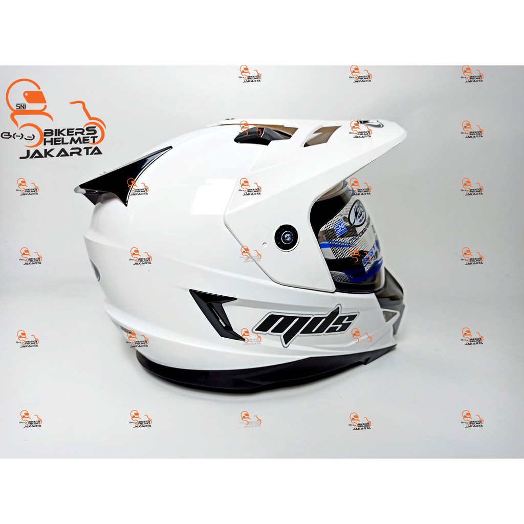 MDS HELM SUPER PRO SOLID WHITE SUPERMOTO FULL FACE