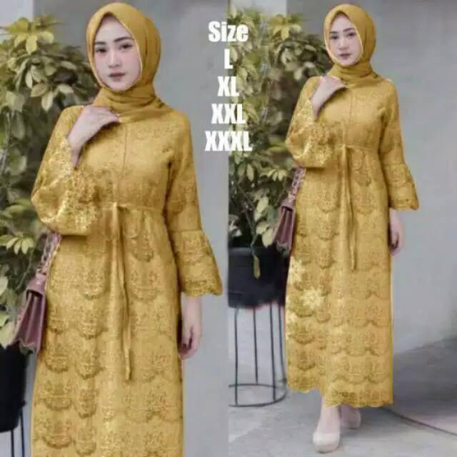 GAMIS MUSLIM YASINA/ (UKURAN  L, XL, XXL, XXXL) GAMIS BRUKAT PREMIUM