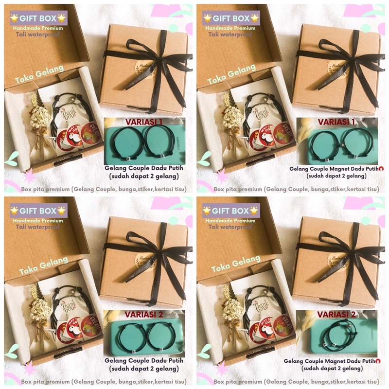 (Gift Box) Sepaket Box pita dan Gelang Couple Magnet Huruf