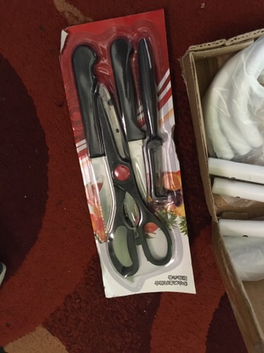 Pisau Dapur 4in1 Stainless Pisau Buah Gunting Pengupas Buah