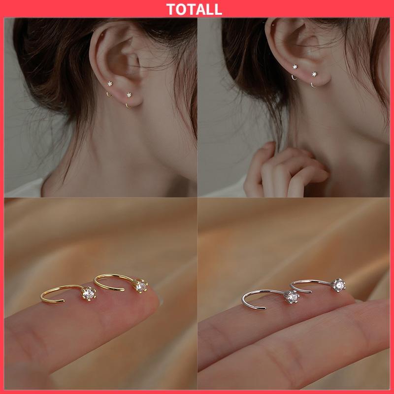 COD Anting Zirkon Temperamen Fashion Wanita Tidur Gratis Melepas Anting-Anting Trendi Yang Indah-Totall