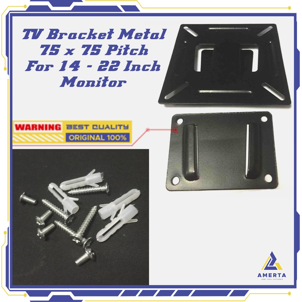 TV Bracket Metal 75 x 75 Pitch untuk 14-22 Inch Monitor &amp; TV - Black