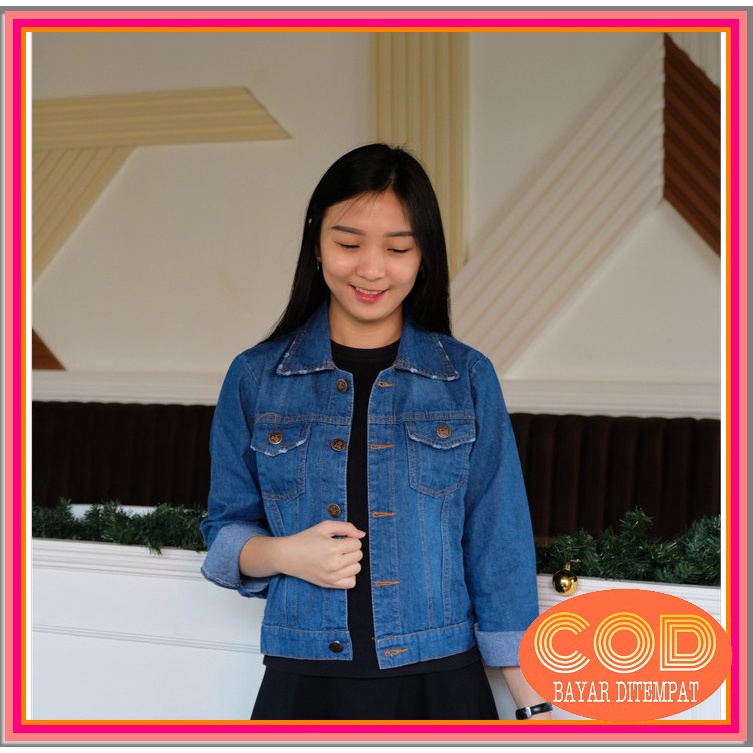Pakaian Wanita Jaket Jeans Oversize Jacket Jins Cewek Lepis Lewis CZ526 Jaket Jeans Wanita Nayla -