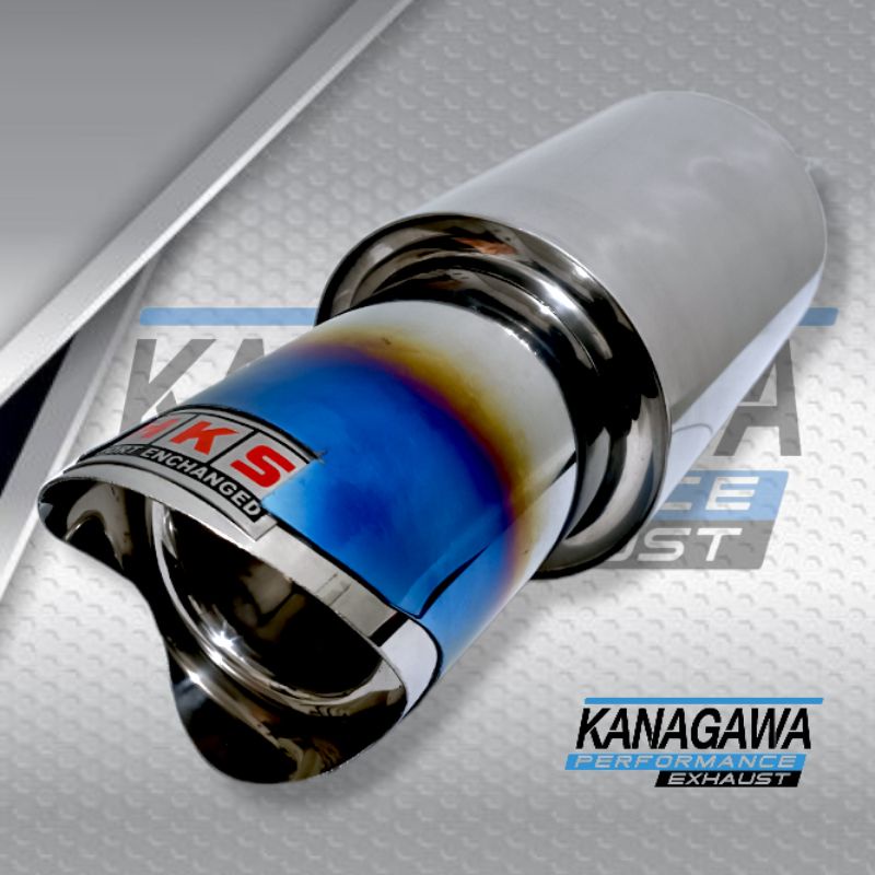 Knalpot Mobil HKS Racing Muffler Gronel Shark Blue Bass Bulat Full Stainless - Exhaust tip / Ujung M